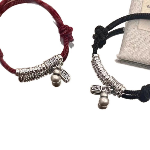 足銀999招財情侶手鏈純銀盤纏招財納福編織本命年紅繩手繩禮物