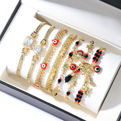 款波西米亞風惡魔之眼小象手鏈女卡通趣味腳鏈度假風飾品