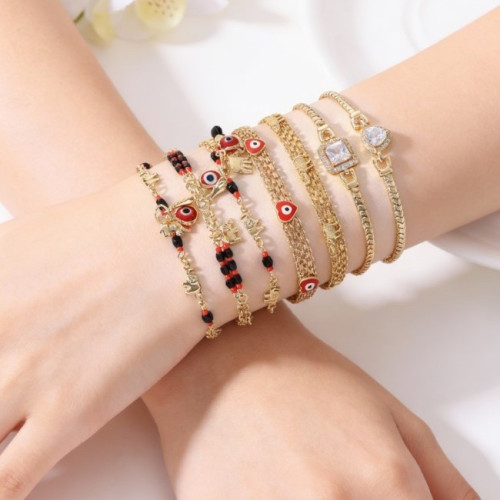 款波西米亞風惡魔之眼小象手鏈女卡通趣味腳鏈度假風飾品