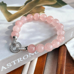 10mm精品西柚粉天然馬達加斯加粉晶項鍊水晶手鏈