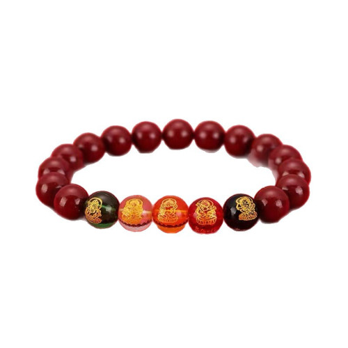 原礦硃砂手串五路財神高含量紫金砂本命年男女款手鏈飾品禮物