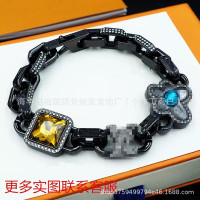 驢家新款竹節手鏈歐美鈦鋼字母古巴嘻哈夜店網紅爆款項鍊