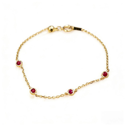 S925純銀鍍18K金紅寶石迷你本命年手鏈小衆精緻輕奢高級氣質手飾