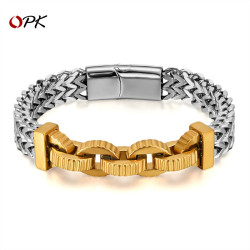 歐美潮流嘻哈手鏈不鏽鋼復古拼接齒輪創意高級感男士手飾