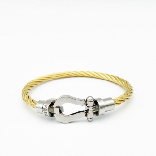 歐美爆款馬蹄形磁鐵釦不鏽鋼鋼絲手鐲diy鈦鋼玫瑰金手工