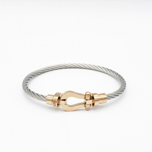 歐美爆款馬蹄形磁鐵釦不鏽鋼鋼絲手鐲diy鈦鋼玫瑰金手工