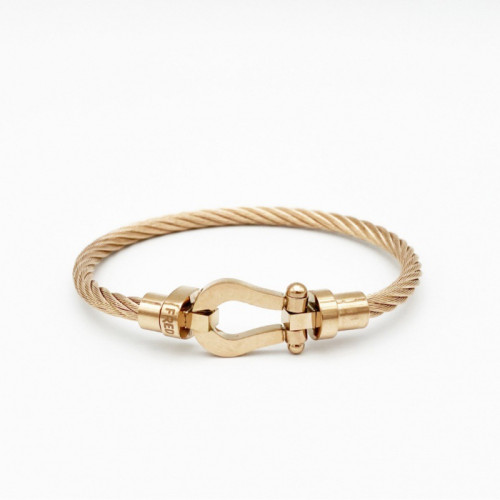 歐美爆款馬蹄形磁鐵釦不鏽鋼鋼絲手鐲diy鈦鋼玫瑰金手工