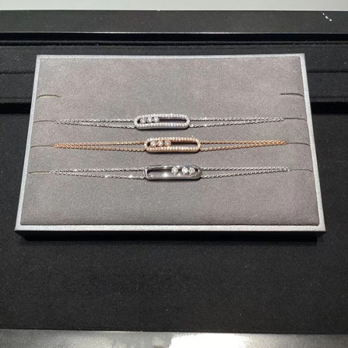 2025梅家滿鑽光面三鑽滑動大牌手鏈雙層設計玫瑰金白金高級感首飾