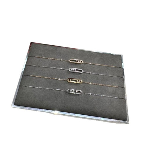 2025梅家滿鑽光面三鑽滑動大牌手鏈雙層設計玫瑰金白金高級感首飾