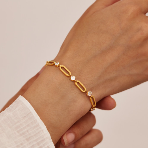 OPK歐美INS風時尚手鏈女不鏽鋼小衆高級感簡約百搭鈦鋼手飾