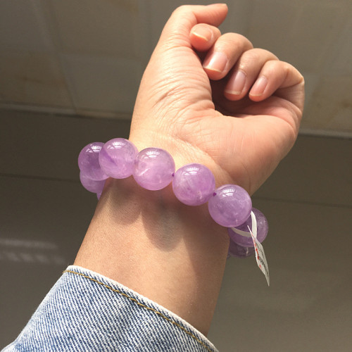 大顆粒天然巴西薰衣草紫水晶手鏈女 紫色手串男學生日禮物飾禮物