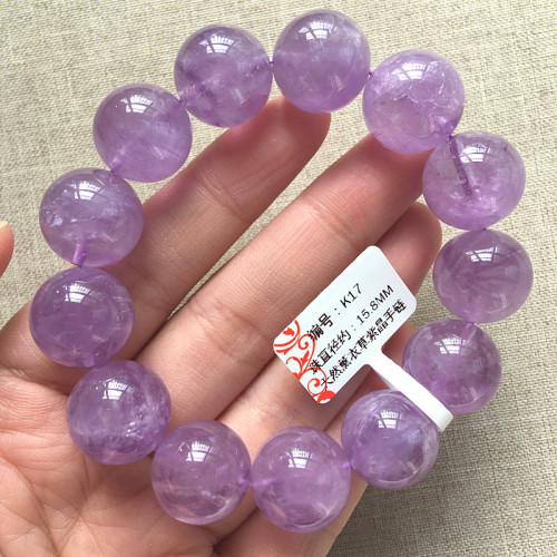 大顆粒天然巴西薰衣草紫水晶手鏈女 紫色手串男學生日禮物飾禮物