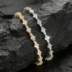 梅花十字架網球鏈男士嘻哈手鏈hiphop鋯石潮牌彈簧釦嘻哈飾品