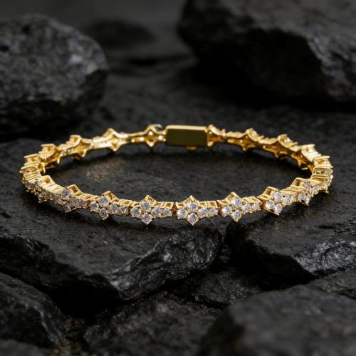 梅花十字架網球鏈男士嘻哈手鏈hiphop鋯石潮牌彈簧釦嘻哈飾品 梅花十字架網球鏈男士嘻哈手鏈hiphop鋯石潮牌彈簧釦嘻哈飾品