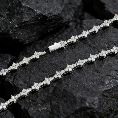 梅花十字架網球鏈男士嘻哈手鏈hiphop鋯石潮牌彈簧釦嘻哈飾品 梅花十字架網球鏈男士嘻哈手鏈hiphop鋯石潮牌彈簧釦嘻哈飾品