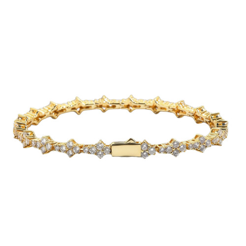 梅花十字架網球鏈男士嘻哈手鏈hiphop鋯石潮牌彈簧釦嘻哈飾品 梅花十字架網球鏈男士嘻哈手鏈hiphop鋯石潮牌彈簧釦嘻哈飾品