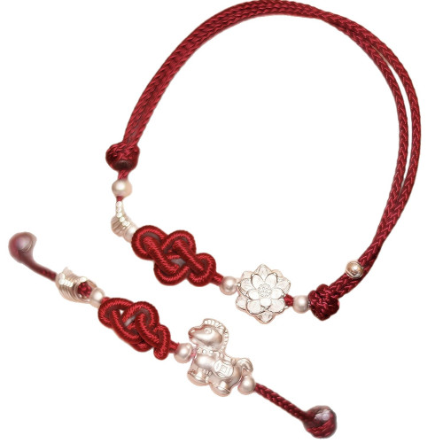 足銀999手鏈順心如意結純銀編織蓮花女新中式精編手繩情侶閨蜜 足銀999手鏈順心如意結純銀編織蓮花女新中式精編手繩情侶閨蜜