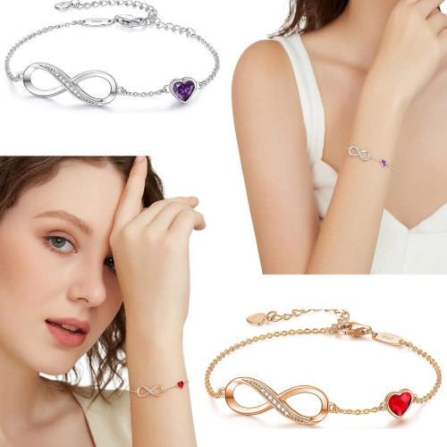 爆款s925純銀永恒之愛手鏈十二月份生辰石手鏈