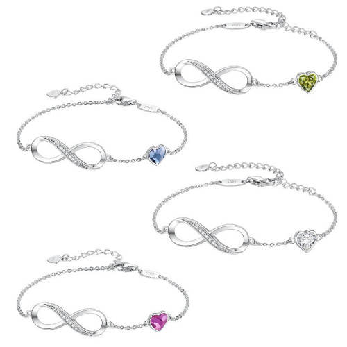 爆款s925純銀永恒之愛手鏈十二月份生辰石手鏈