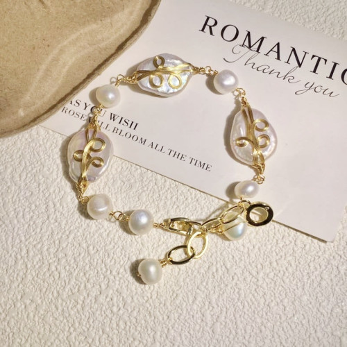 鹿西珠寶純手工繞線巴洛克手鏈淡水珍珠巴洛克銅鍍14K金色項鍊 鹿西珠寶純手工繞線巴洛克手鏈淡水珍珠巴洛克銅鍍14K金色項鍊