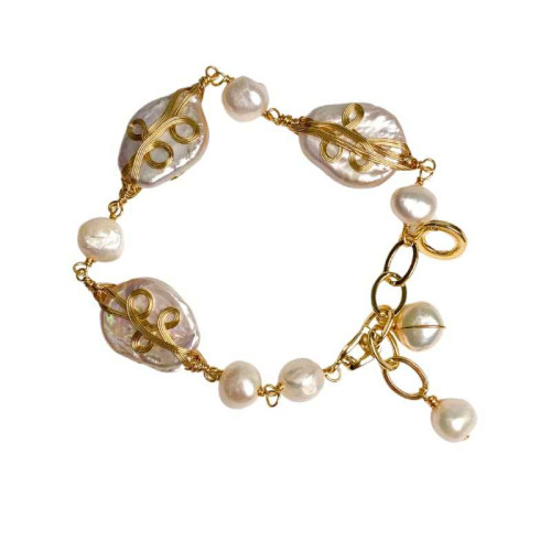 鹿西珠寶純手工繞線巴洛克手鏈淡水珍珠巴洛克銅鍍14K金色項鍊 鹿西珠寶純手工繞線巴洛克手鏈淡水珍珠巴洛克銅鍍14K金色項鍊