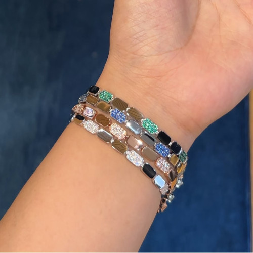 歐美時尚蜂巢手鏈女高級感輕奢氣質手飾幾何鑲鑽個性摩登環釦手環