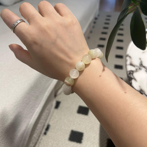 天然青花玉手串手鏈輕奢高級感天然白水晶手鏈串珠手飾手鏈女生