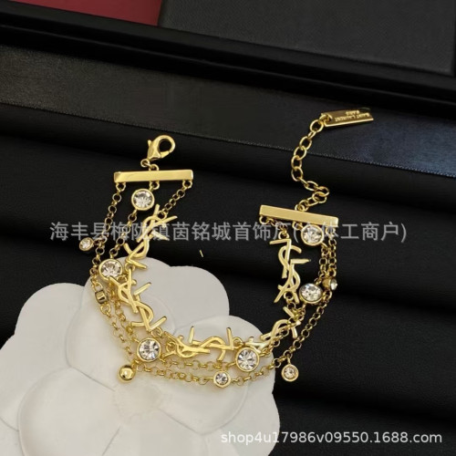 楊樹林新款聖家Y字母手鏈高版本流蘇多層水鑽吊墜時尚百搭手飾