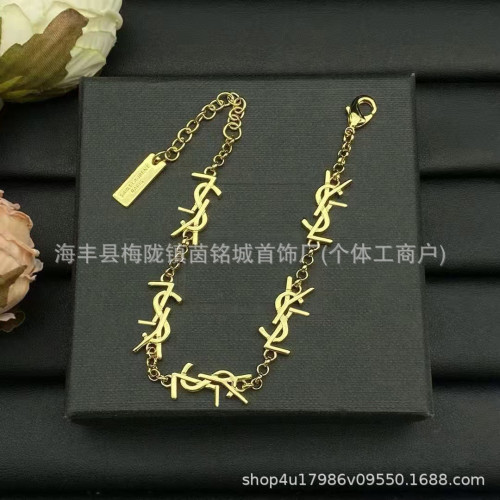 楊樹林新款聖家Y字母手鏈高版本流蘇多層水鑽吊墜時尚百搭手飾