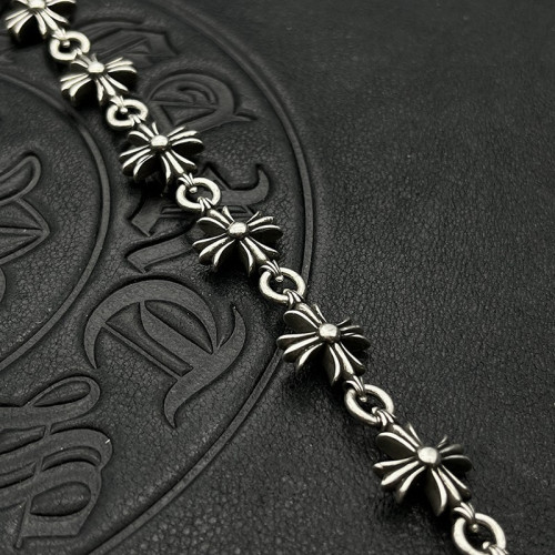 潮款飾品方十字花十字架手鏈泰銀復古男女士手飾馬蹄釦不掉色