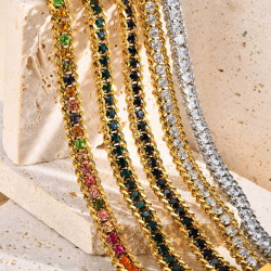 歐美不鏽鋼鏈條鋯石手鏈女18K金色 三層手鏈 首飾飾品BR-1534