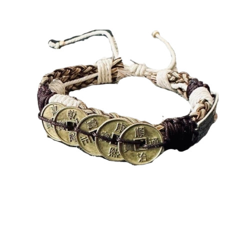盜墓筆記同款五帝錢手工編織手鏈復古風小衆設計高級感顯氣質手繩