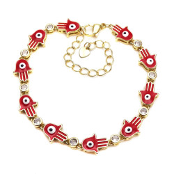 手掌惡魔之眼睛可調節鋯石手鏈歐美嘻哈手鏈男女士手鏈