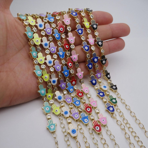 手掌惡魔之眼睛可調節鋯石手鏈歐美嘻哈手鏈男女士手鏈 手掌惡魔之眼睛可調節鋯石手鏈歐美嘻哈手鏈男女士手鏈