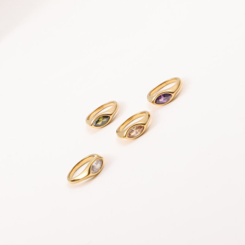 多色眼睛鑽 戒指 鈦鋼電鍍18k金