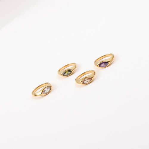 多色眼睛鑽 戒指 鈦鋼電鍍18k金