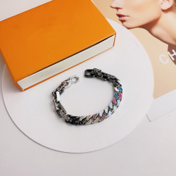 驢家馬卡龍鈦鋼竹節字母拼接亞金鍍彩色男士手鏈情侶項鍊