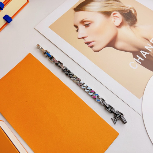 驢家馬卡龍鈦鋼竹節字母拼接亞金鍍彩色男士手鏈情侶項鍊