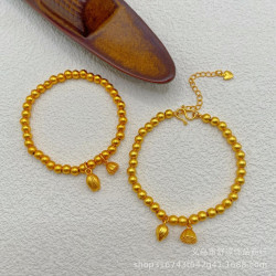 國潮新中式沙金古法網紅款兩世歡手鏈鍍k金保色蓮蓬蓮花s釦手鏈女