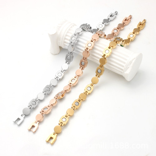 時尚輕奢不鏽鋼手鏈鑲鑽磁石手鏈百搭女款手飾