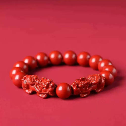 原礦硃砂手串貔貅好運高含量紫金砂本命年男女款手鏈飾品禮物