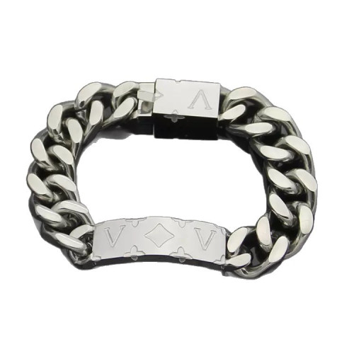 鈦鋼牛仔驢家手鏈時尚古巴雕刻花字母設計男士歐美手鏈