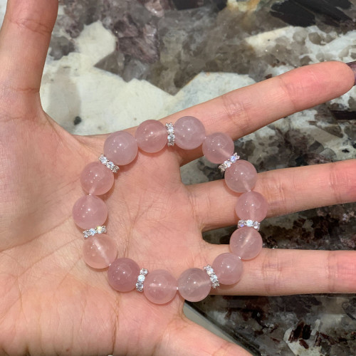 【粉醉浮金】天然水晶馬達加斯加粉晶手鏈粉水晶蜜桃粉色手串女 【粉醉浮金】天然水晶馬達加斯加粉晶手鏈粉水晶蜜桃粉色手串女