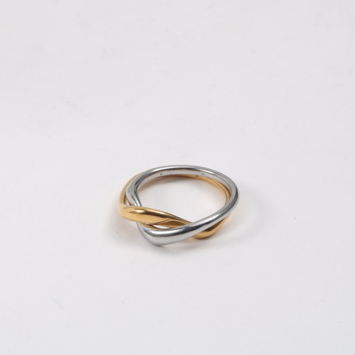 環環相釦 永遠在一起 戒指 鈦鋼電鍍18k金