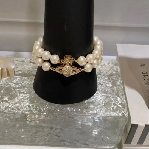 西太後雙層珍珠磁吸釦土星手鏈 項鍊 熱款高級感chocker鎖骨鍊