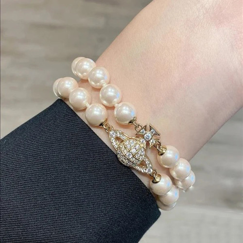 西太後雙層珍珠磁吸釦土星手鏈 項鍊 熱款高級感chocker鎖骨鍊