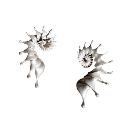 原創925銀海螺耳釘時尚個性修飾臉型ins風高級感耳環小衆開口戒指