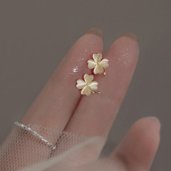 如業 925純銀四葉草耳釘2023新款爆款輕奢小衆設計耳環女耳飾