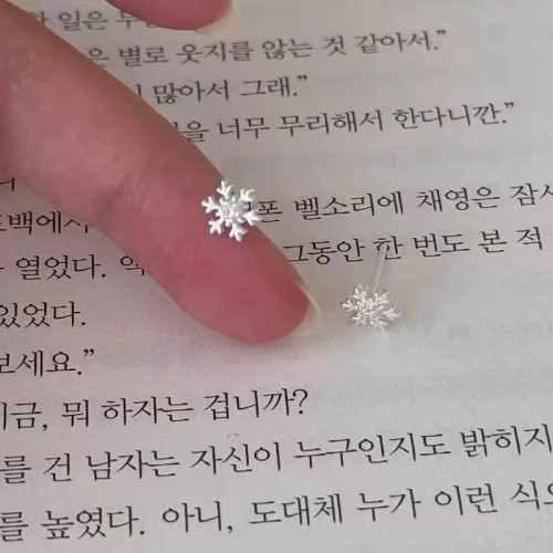 雪花耳釘女925銀針養耳洞ins精緻秋冬耳骨耳環小衆設計高級感耳飾