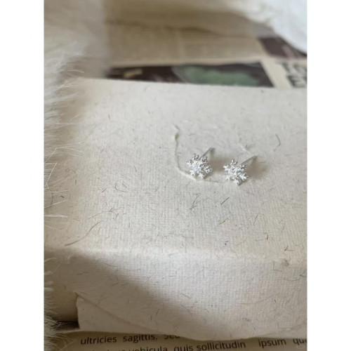 雪花耳釘女925銀針養耳洞ins精緻秋冬耳骨耳環小衆設計高級感耳飾